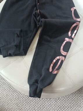bebe Black Joggers with Pink Metallic Script